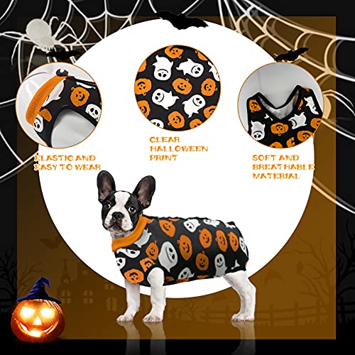 Hipet Traje de recuperación quirúrgica para perros para heridas abdominales o enfermedades de la piel, mono para la cirugía E-collar y cono alternativo anti-mordedura herida (L, Halloween)