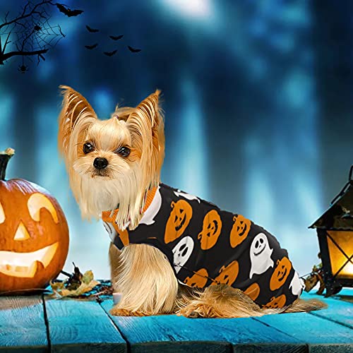Hipet Traje de recuperación quirúrgica para perros para heridas abdominales o enfermedades de la piel, mono para la cirugía E-collar y cono alternativo anti-mordedura herida (L, Halloween)