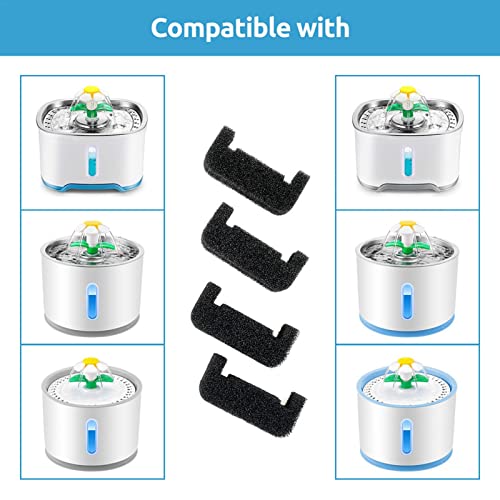 Hitburu Filtros Fuente Gatos, Pet Water Fountain, 4pcs Filtros Espuma para Dispensador Agua Mascotas, Filtro De Espuma De Repuesto para Fuente De Agua De Gato Y Perro