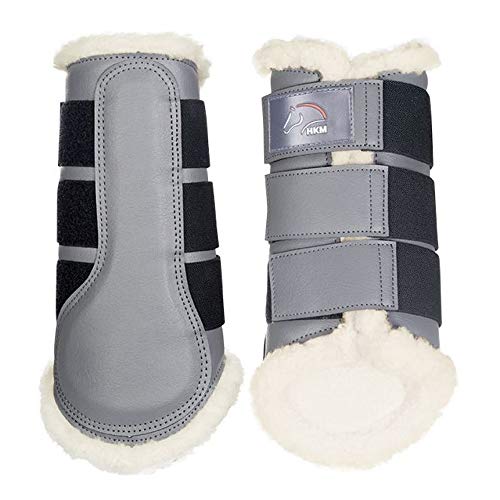 HKM 8585 - Polainas anatómicas (Forro de Peluche, Piel sintética, Talla L), Color Gris