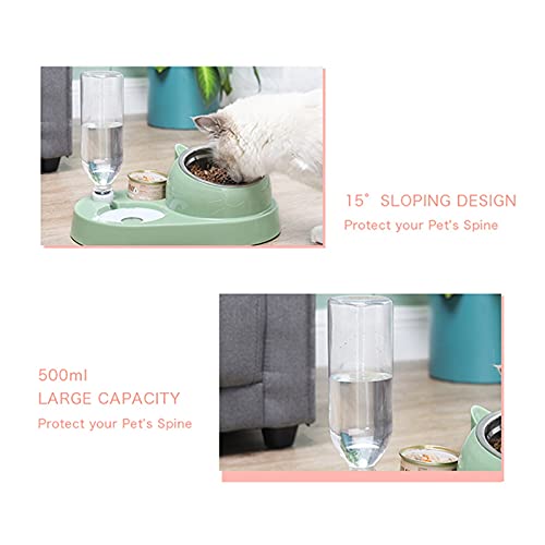 hkwshop comedero para Gatos 4-en-1 Pet Cat Cable con Auto DISEÑADOR DE Agua Perro ALIMENTADOR DE Agua COMENTE DE Agua DE Acero Inoxidable Pet Pet PUBLIMIENTO PUCHO Cat Puppy Automatic Cat Feeder