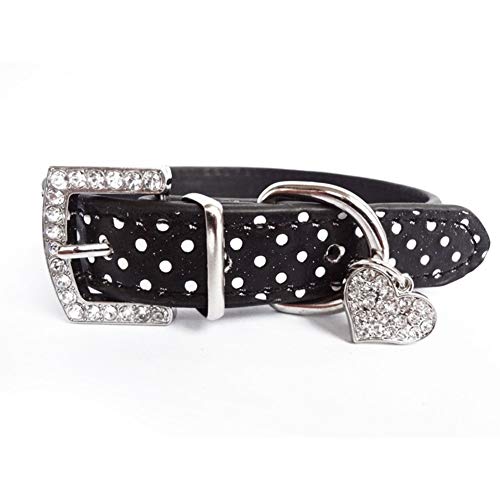 HLMJ Mascotas Collar De Perro Patrón De Lunares Accesorios For Perros For Perros Pequeños Collares Y Correas For Animales Corazón Colgante De Cristal Retractable (Color : Purple, Size : M)