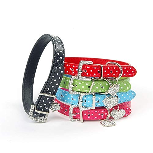 HLMJ Mascotas Collar De Perro Patrón De Lunares Accesorios For Perros For Perros Pequeños Collares Y Correas For Animales Corazón Colgante De Cristal Retractable (Color : Purple, Size : M)