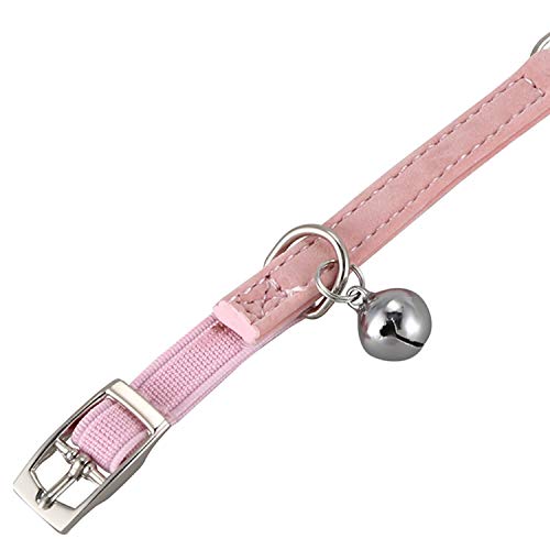HLPIGF Encanto del CorazóN y Campana Gato Collar EláStico de Seguridad Ajustable con Material de Terciopelo Suave Collar Producto para Mascotas PequeñO S Rosa