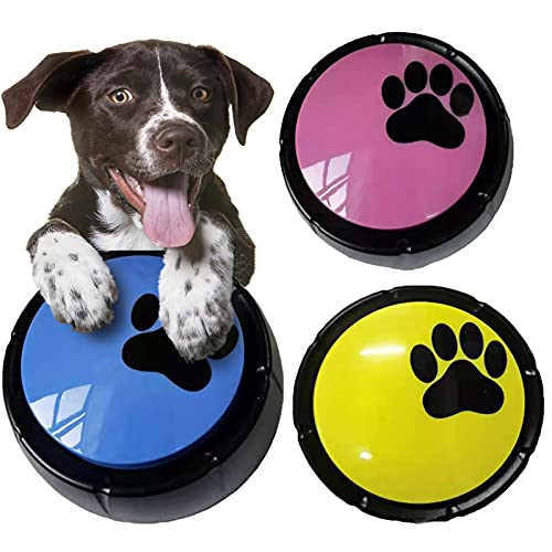Hmpet Botones Parlantes Perros,Botones para Perros Comunicarse,Botón De Conversación Grabable,Volumen 80Db, Set De 3,para Entrenar A Tu Cachorropara