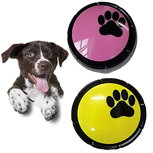 Hmpet Botones Perro Hablar,Botones para Perros Comunicarse,Botones Parlantes Perros,Juguetes Educativos para Gatos y Perros,Puede Grabar 20 Segundos,2PCS