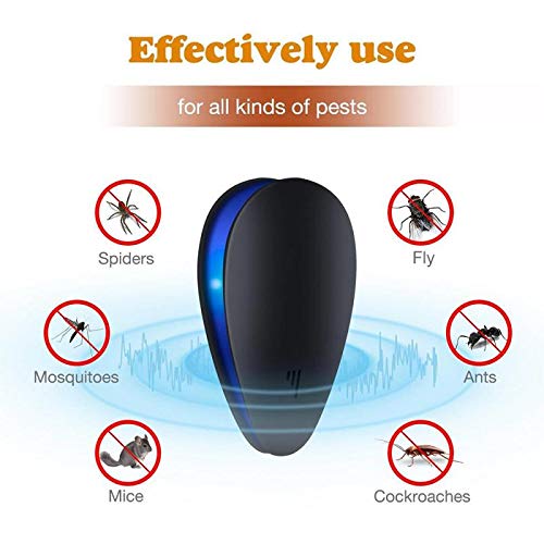 HMY US/UK/UE Enchufe Blanco/Negro Trampa Ultrasónico del Parásito De La Rata del Ratón del Insecto Hormiga Repelentes Electrónicos De Uso Doméstico,Negro,US