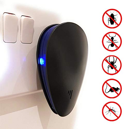 HMY US/UK/UE Enchufe Blanco/Negro Trampa Ultrasónico del Parásito De La Rata del Ratón del Insecto Hormiga Repelentes Electrónicos De Uso Doméstico,Negro,US