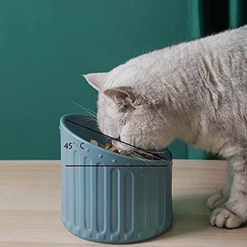 HNSYYUEYOU Cuenco Gato Cerámica Mascota tazón Azul pequeño Mascota Perro Comida Cuenco Romano Alto pie Anti-volcado Gatos y Perros Comiendo y Bebiendo Comida para Beber Tazón Mascotas (Color : J)