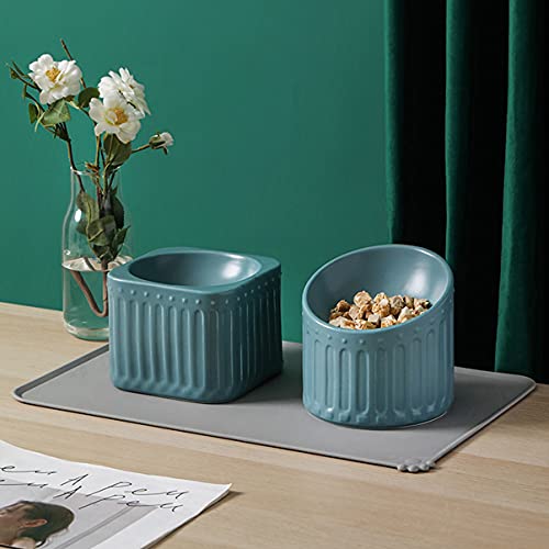 HNSYYUEYOU Cuenco Gato Cerámica Mascota tazón Azul pequeño Mascota Perro Comida Cuenco Romano Alto pie Anti-volcado Gatos y Perros Comiendo y Bebiendo Comida para Beber Tazón Mascotas (Color : J)