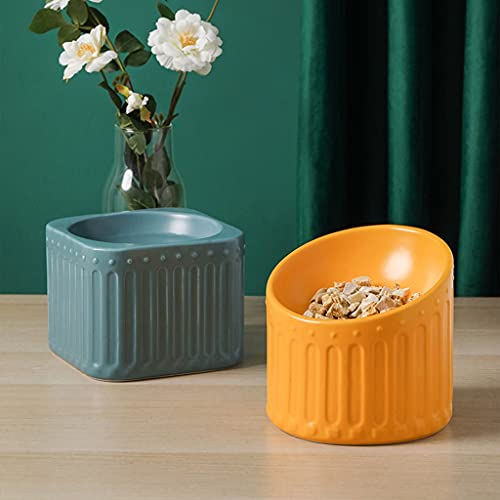 HNSYYUEYOU Cuenco Gato Cerámica Mascota tazón Azul pequeño Mascota Perro Comida Cuenco Romano Alto pie Anti-volcado Gatos y Perros Comiendo y Bebiendo Comida para Beber Tazón Mascotas (Color : J)