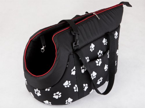 Hobbydog Bolsa de Transporte para Perros y Gatos, tamaño 3, Negro con Estampado de Patas