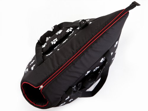 Hobbydog Bolsa de Transporte para Perros y Gatos, tamaño 3, Negro con Estampado de Patas