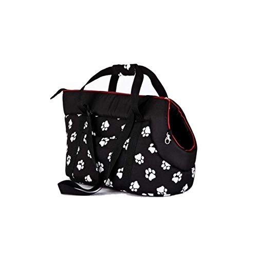 Hobbydog Bolsa de Transporte para Perros y Gatos, tamaño 3, Negro con Estampado de Patas