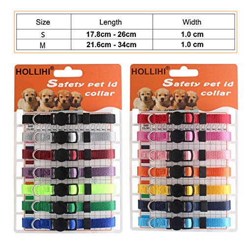 HOLLIHI - Juego de 14 collares de identificación para cachorros de nailon suave para cachorros con cartas de registro y cuello de 17,8 cm - 26 cm