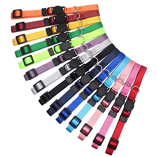 HOLLIHI - Juego de 14 collares de identificación para cachorros de nailon suave para cachorros con cartas de registro y cuello de 17,8 cm - 26 cm