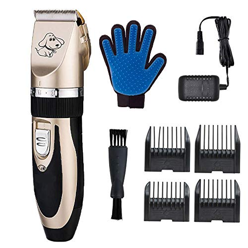 Home-Neat cerámica Cortapelos para animales (Perros Gatos Esquiladora Animales - Máquina de Cortar Pelo Mascotas Trimmer afeitadora tiersc herm aschine con Batería 4 accesorios para 25 posiciones