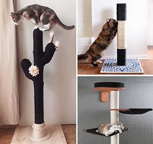 Homewit Cuerda de sisal para rascador de gatos, cuerda de sisal de 8 mm (25 metros), sisal para rascador, cuerda de sisal natural, adecuada para decoración de jardín, árbol para gatos, color negro