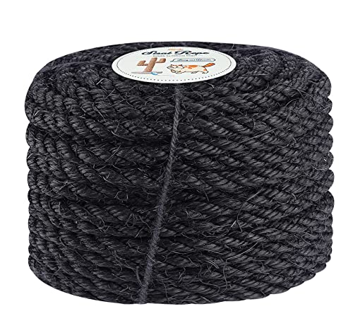 Homewit Cuerda de sisal para rascador de gatos, cuerda de sisal de 8 mm (25 metros), sisal para rascador, cuerda de sisal natural, adecuada para decoración de jardín, árbol para gatos, color negro