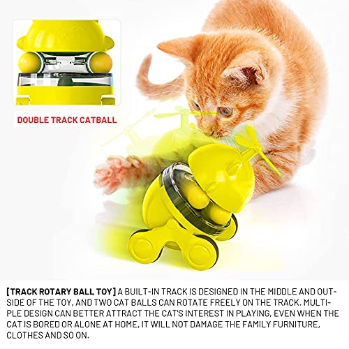 Honeyhouse Juguete interactivo de comida para gatos, dispensador de alimentos con pista giratoria de 360°, bola de pista para gatos de todas las edades