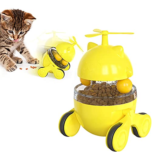 Honeyhouse Juguete interactivo de comida para gatos, dispensador de alimentos con pista giratoria de 360°, bola de pista para gatos de todas las edades