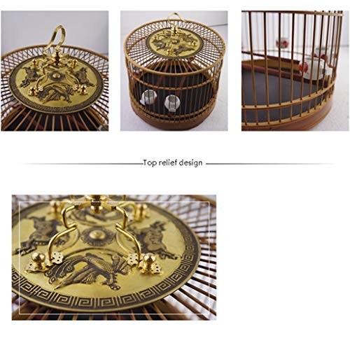 Hong Yi Fei-Shop Jaula Pájaros Jaula de pájaros de Material de bambú con Gancho for Uso en Interiores y Exteriores Jaula de pájaros de Estilo Chino de Villa de Estilo Chino Vintage Jaula