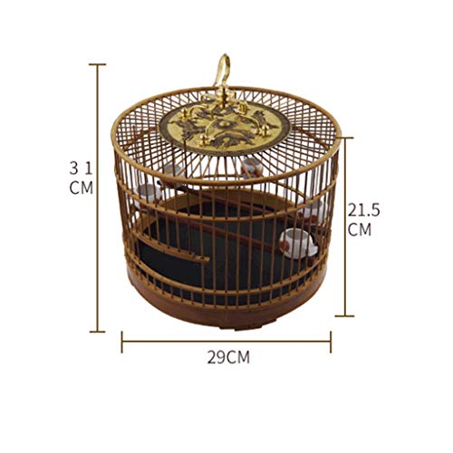 Hong Yi Fei-Shop Jaula Pájaros Jaula de pájaros de Material de bambú con Gancho for Uso en Interiores y Exteriores Jaula de pájaros de Estilo Chino de Villa de Estilo Chino Vintage Jaula