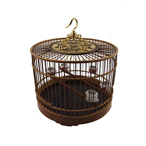 Hong Yi Fei-Shop Jaula Pájaros Jaula de pájaros de Material de bambú con Gancho for Uso en Interiores y Exteriores Jaula de pájaros de Estilo Chino de Villa de Estilo Chino Vintage Jaula