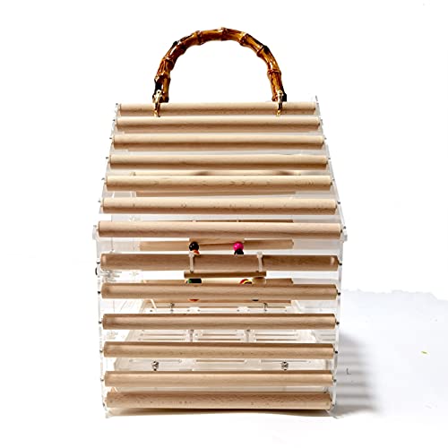 Hong Yi Fei-Shop Jaula Pájaros Portador de acrílico Pájaro Ligero Pájaro Pájaro Jaula con Tazas de alimentación Portador de Loro de Aves Transpirable Transpirable para Exteriores al Aire Libre Jaula