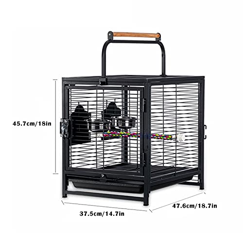 Hong Yi Fei-Shop Jaula Pájaros Portátil portátil Parrot Parrot Jaula de Viaje con Tazas de alimentación Caja de Viaje Transpirable de Metal Portador de Aves Ligero para Exteriores al Aire Libre Jaula