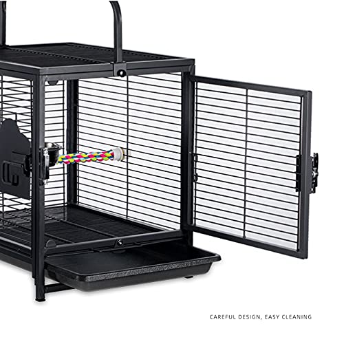 Hong Yi Fei-Shop Jaula Pájaros Portátil portátil Parrot Parrot Jaula de Viaje con Tazas de alimentación Caja de Viaje Transpirable de Metal Portador de Aves Ligero para Exteriores al Aire Libre Jaula