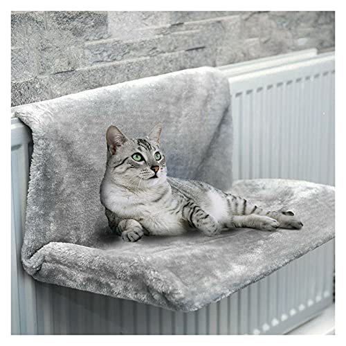 HONGFEISHANGMAO Camas para Mascotas Mascota Gato Animal hammack radiador Cama Colgando Invierno cálido vellón Canasta hambols Metal Hierro Marco Dormir Cama para Gatos Hamaca (Color : Gray)