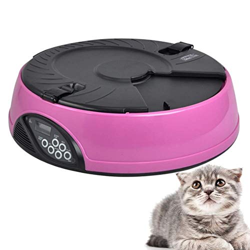 hongyupu Comedero Automatico Perros Comederos para Gatos Desmontable Perros alimentador Cachorros de Microchip Gato alimentador Pink
