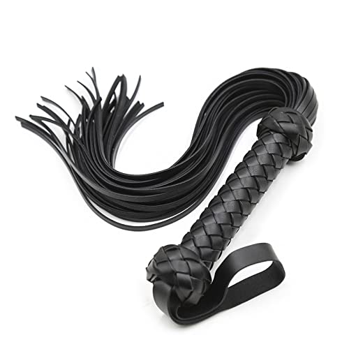 HORSEE Látigo De Cuero Negro De PU con Flecos Látigo para Montar A Caballo Cultivo De Látigos para Caballos Equitacion Caballo Accesorios Suministros Ecuestres Caballos Accesorios