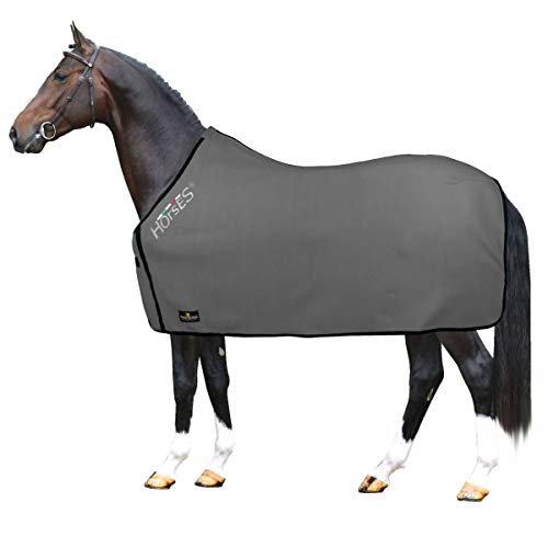 Horses, Manta Polar Para Caballos, Modelo Básico, Suave y Confortable, Ideal Para Transporte y Después del Trabajo (Gris- 145 cm)