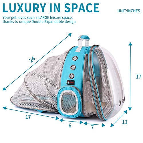 HOTLANTIS Transportin Gato Acolchado y Aceptado por Las Aerolíneas, Bolso Trasportín para Perros y Gatos Portátily Plegable para Perros Pequeños y Cachorros (Blue)