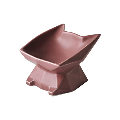 Houozon Comedero de cerámica Elevado para Proteger la Columna Vertebral de la Mascota - Plato de Porcelana Elevado para Alimentar a la Mascota sin estrés,Púrpura