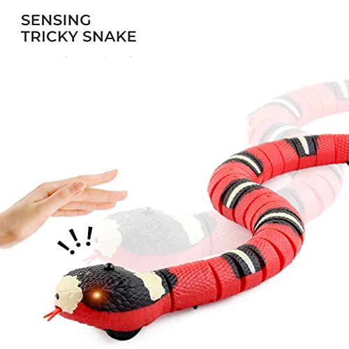 HQW Juguete de Serpiente eléctrico, Juguete Serpiente Inteligente Serpiente detección Inteligente Interactivo para Gatos Serpiente Inteligente Recargable Control Remoto