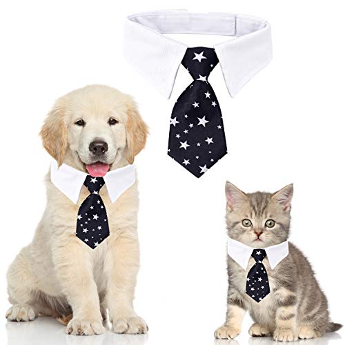 HRP Corbata Formal del Gato Perro Perrito Gatito Ajustable para Mascotas (L, Star-Black)