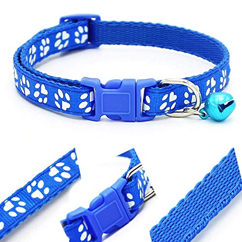 Huante – Juego de 2 collares de gato ajustables con campana, collar para animal de compañía con estampado de fantasía, collar extraíble de liberación rápida para gatos (rojo y azul)