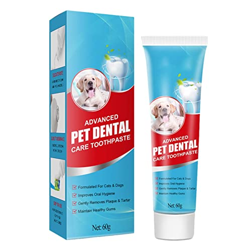 Hudhowks Pasta de Dientes para Mascotas para Perros, 2 oz, Cuidado bucal, Cepillado Dental, Limpieza, calmante, Sabor a Menta, Cuidado Dental para Gatos, Pasta de Dientes, Aliento Fresco, diseñado