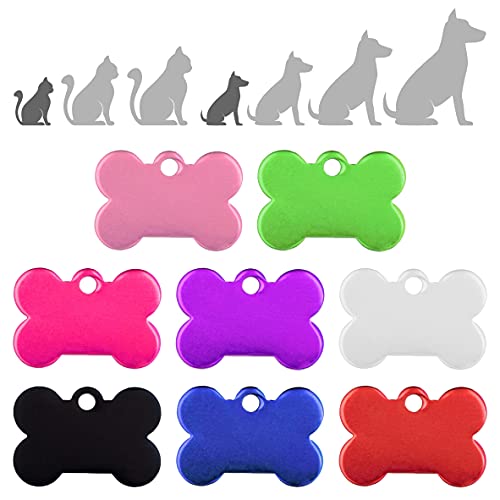 Hueso para Mascotas Muy pequeñas Placa Chapa Medalla de identificación Personalizada para Collar Perro Gato Mascota grabada (Plateado)