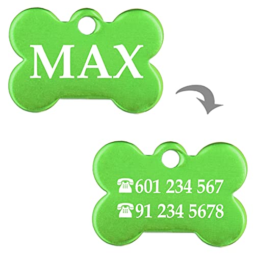 Hueso para Mascotas Muy pequeñas Placa Chapa Medalla de identificación Personalizada para Collar Perro Gato Mascota grabada (Plateado)