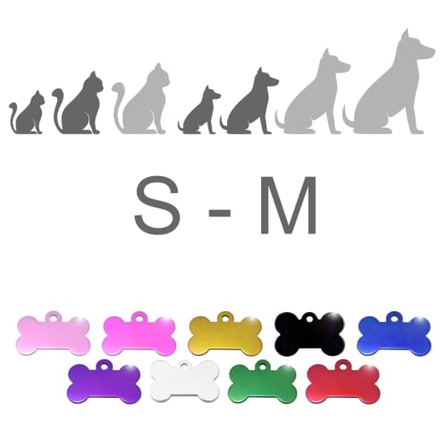 Hueso para Mascotas pequeñas-Medianas con Patas Placa Chapa Medalla de identificación Personalizada para Collar Perro Gato Mascota grabada (Dorado)