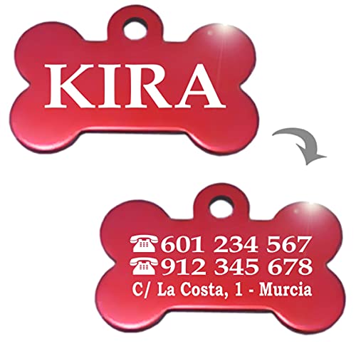 Hueso para Mascotas pequeñas-Medianas Placa Chapa Medalla de identificación Personalizada para Collar Perro Gato Mascota grabada (Lila)