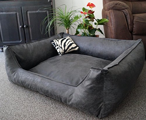 Hundebettenmanufaktur - Cama-sofá para perro con aspecto de ante, lavable