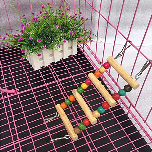 Hunt Gold Juguete de loro de pájaro, escalera de madera multicolor puente para pájaros y mascotas, accesorios de jaula para periquitos y peldaños cantidad: 8