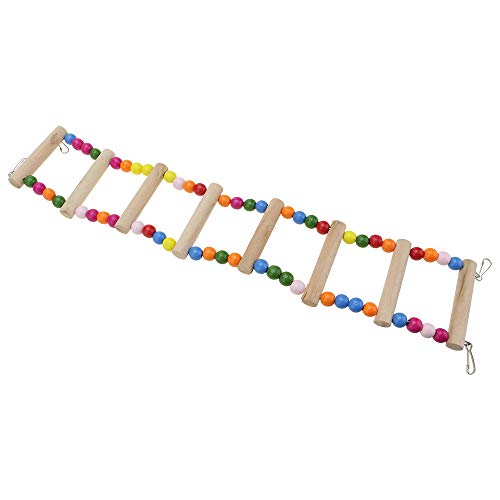 Hunt Gold Juguete de loro de pájaro, escalera de madera multicolor puente para pájaros y mascotas, accesorios de jaula para periquitos y peldaños cantidad: 8
