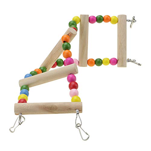 Hunt Gold Juguete de loro de pájaro, escalera de madera multicolor puente para pájaros y mascotas, accesorios de jaula para periquitos y peldaños cantidad: 6