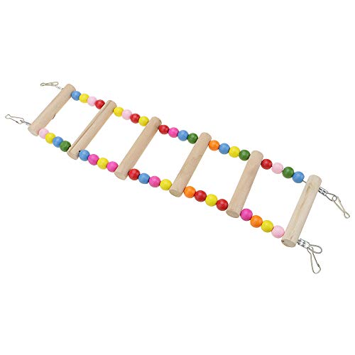 Hunt Gold Juguete de loro de pájaro, escalera de madera multicolor puente para pájaros y mascotas, accesorios de jaula para periquitos y peldaños cantidad: 6